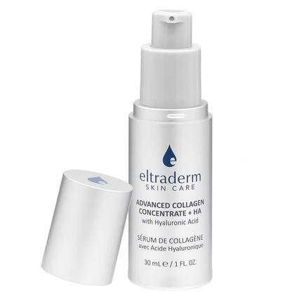 Eltraderm skin care serum bottle with cap on a white background