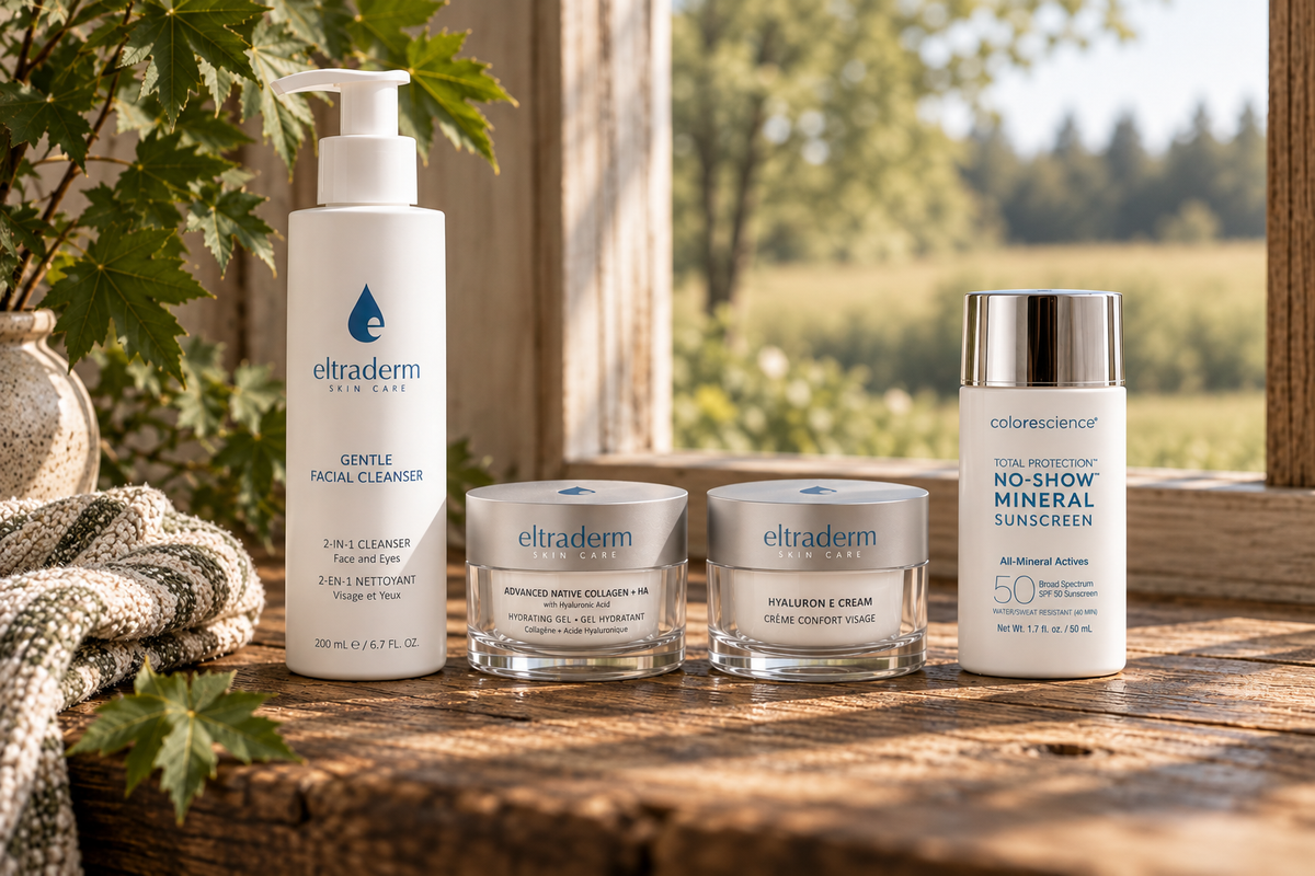 Shop Simple Skin Care Routines at Woodland Skin Renewal. Featuring three everyday essentials from Eltraderm + SPF by Colorescience. That's a routine.