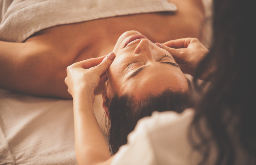 Facial massage in a facial treatment in pickering