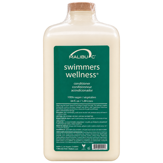 Buy Bulk 1.89 L bottle of Swimmers Wellness by Malibu C at Woodland Skin Renewal for chlorine removal for competitive swimmers in Canada.