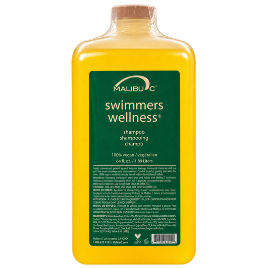 Bulk 1.89 L bottle of Swimmers Wellness by Malibu C for chlorine removal for competitive swimmers in Canada.
