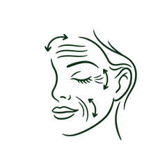 Line art of repeated facial expressions affecting aging and fine lines